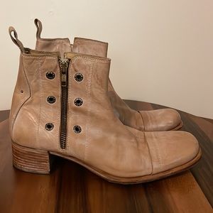 Anthropologie Sciapo Tan Leather Ankle Boots